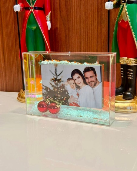 Porta retrato holográfico bolinha de natal